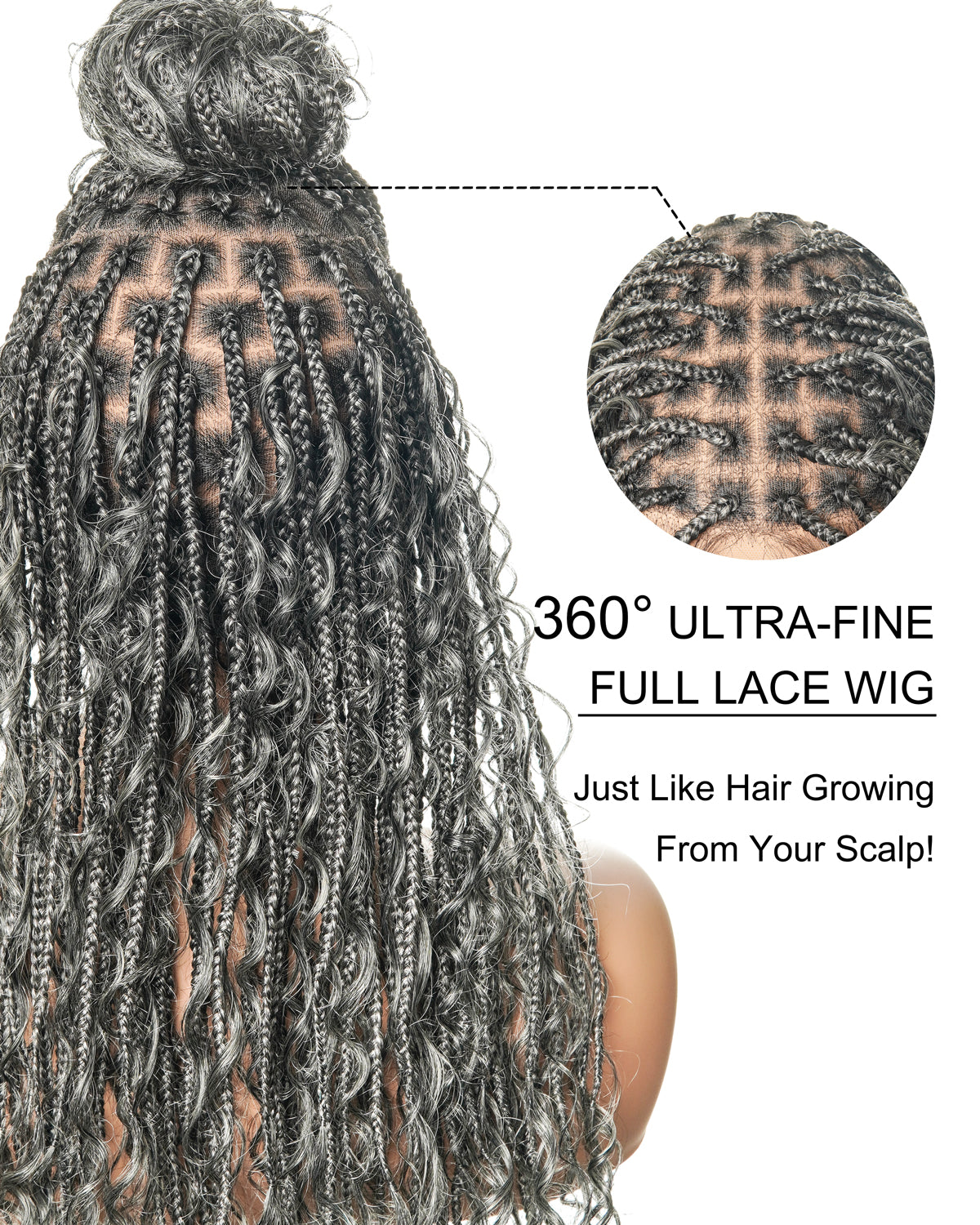 Coco - Glueless Salt & Pepper Boho Box Braided Wig