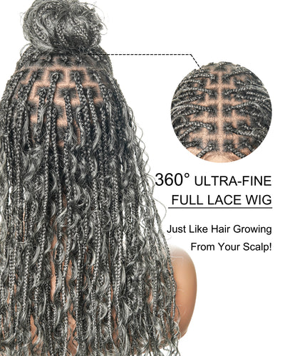 Coco - Glueless Salt & Pepper Boho Box Braided Wig