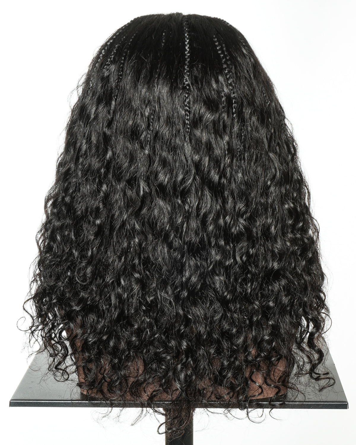 Braided Half Wig with Human Hair Boho Curls