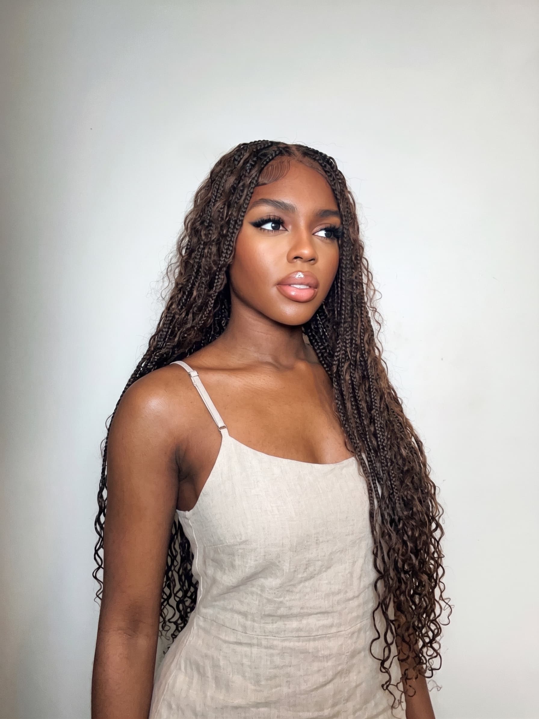 Kiki -  36"  Pre Bleached Swiss HD Lace Boho Box Braided Wig