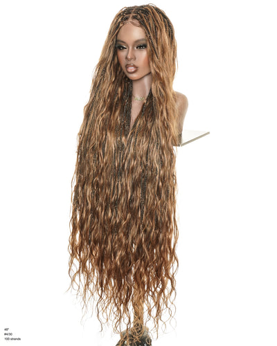 Celia Body Wave 48" 100% Human Hair Curls Full Lace Boho Braided Wig