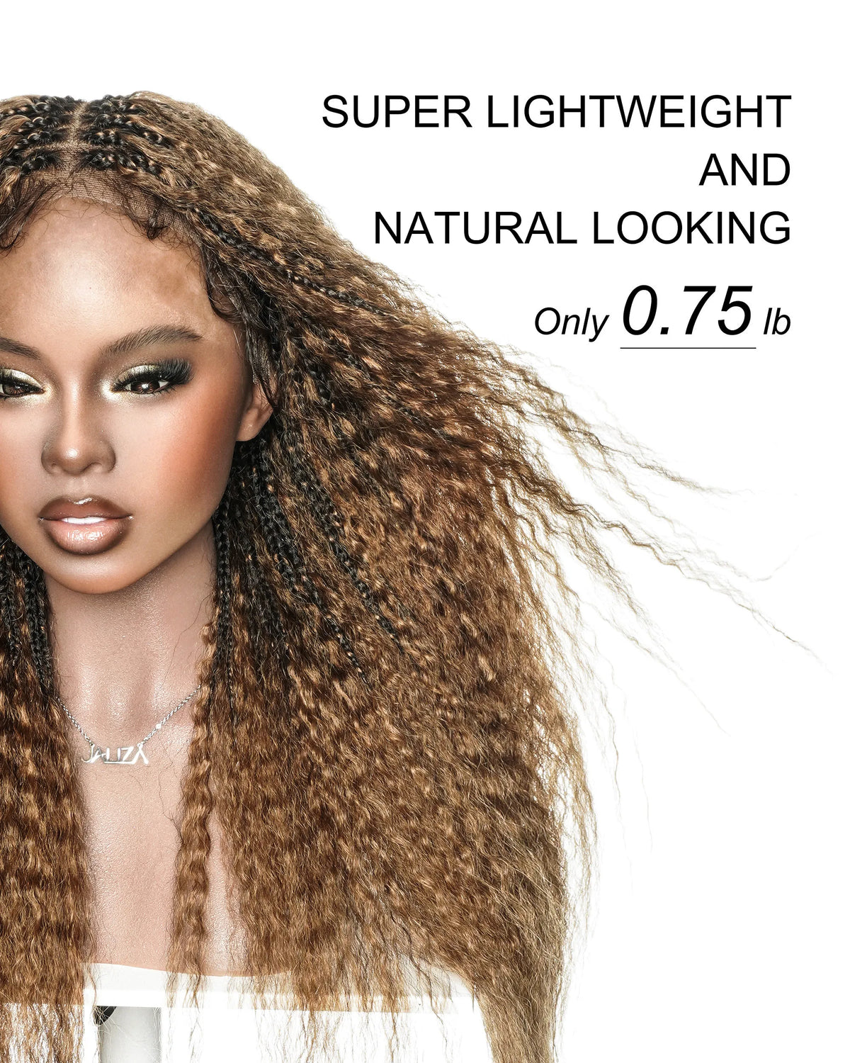 Makeda -  Kinky Straight 100% Premium Human Hair Curls Ultra Full Boho Box Braided Wig