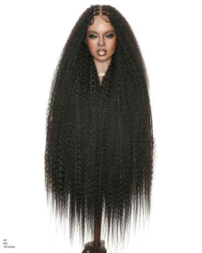 Makeda -  Kinky Straight Virgin Human Hair Ultra Full Boho Box Braided Wig