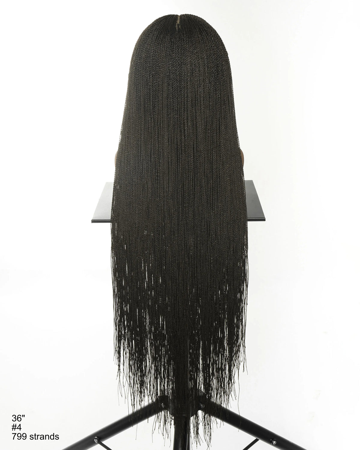 JALIZA 36 inch Natural Black #1B Micro Senegalese Twist Pre Bleached Swiss HD Full Lace Braided Wig (Mannequin - Back View)