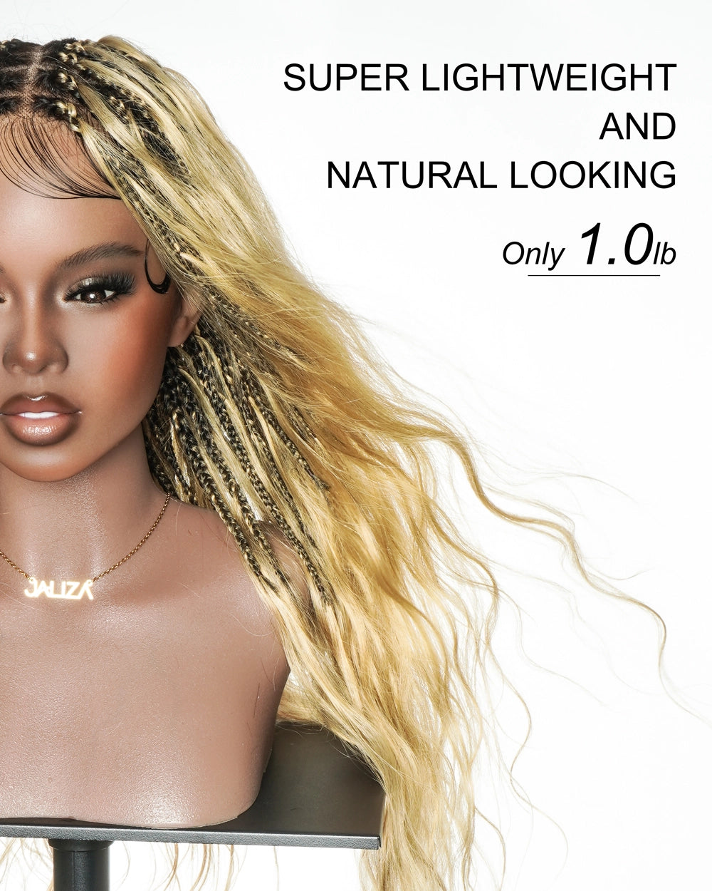 Michelle  Salon-Style Honey Blond Glueless Boho Box Braided Wig
