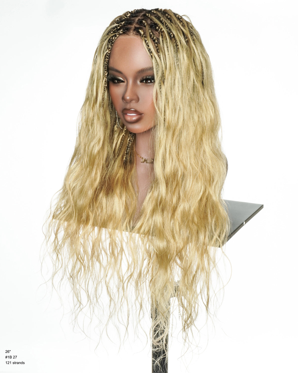 Michelle  Salon-Style Honey Blond Glueless Boho Box Braided Wig