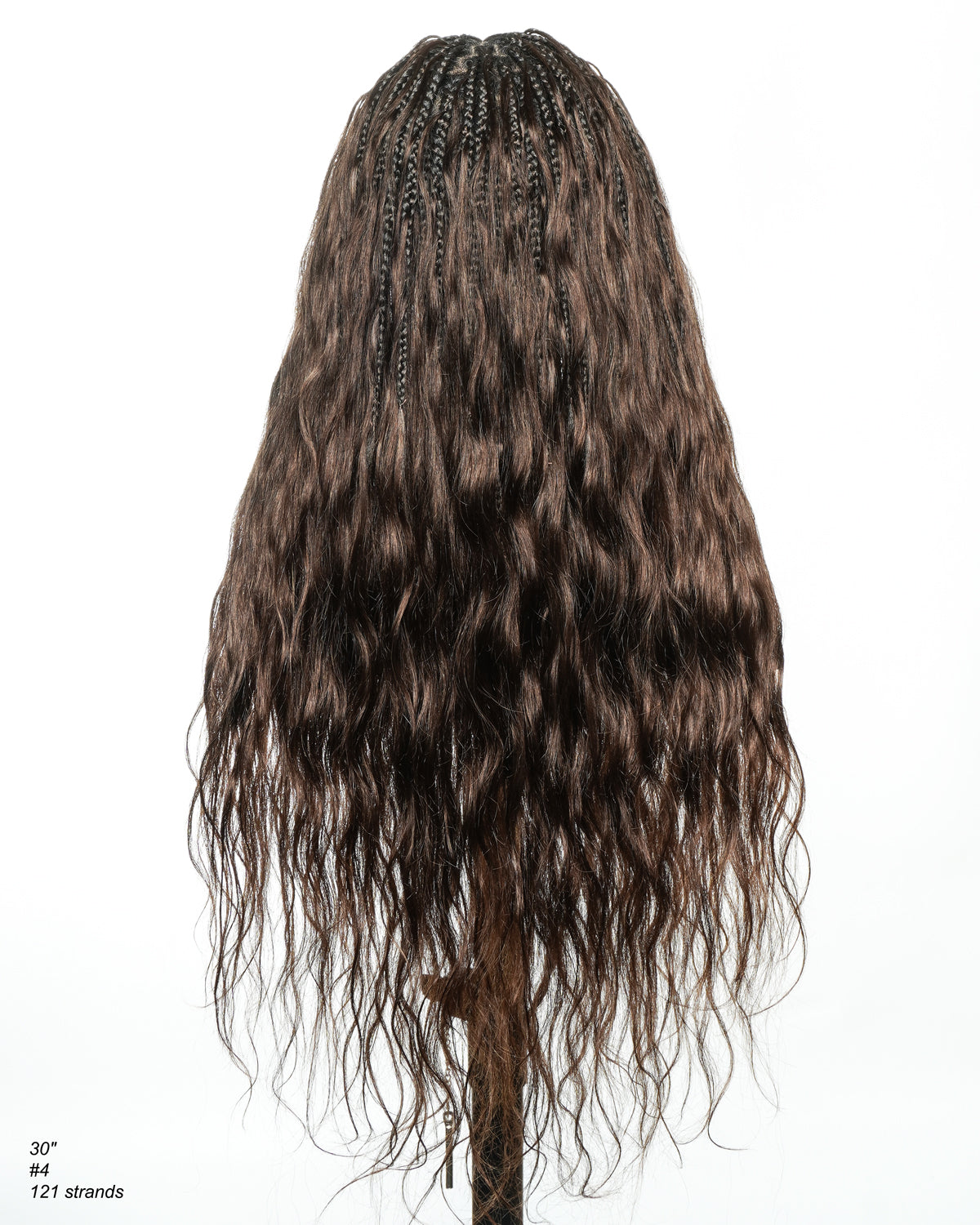 Michelle - Salon-Style Glueless Miracle Braided Wig Pre-Bleached Swiss HD Full Lace Boho Box Braids Bora Bora Human Hair Body Wave Curls
