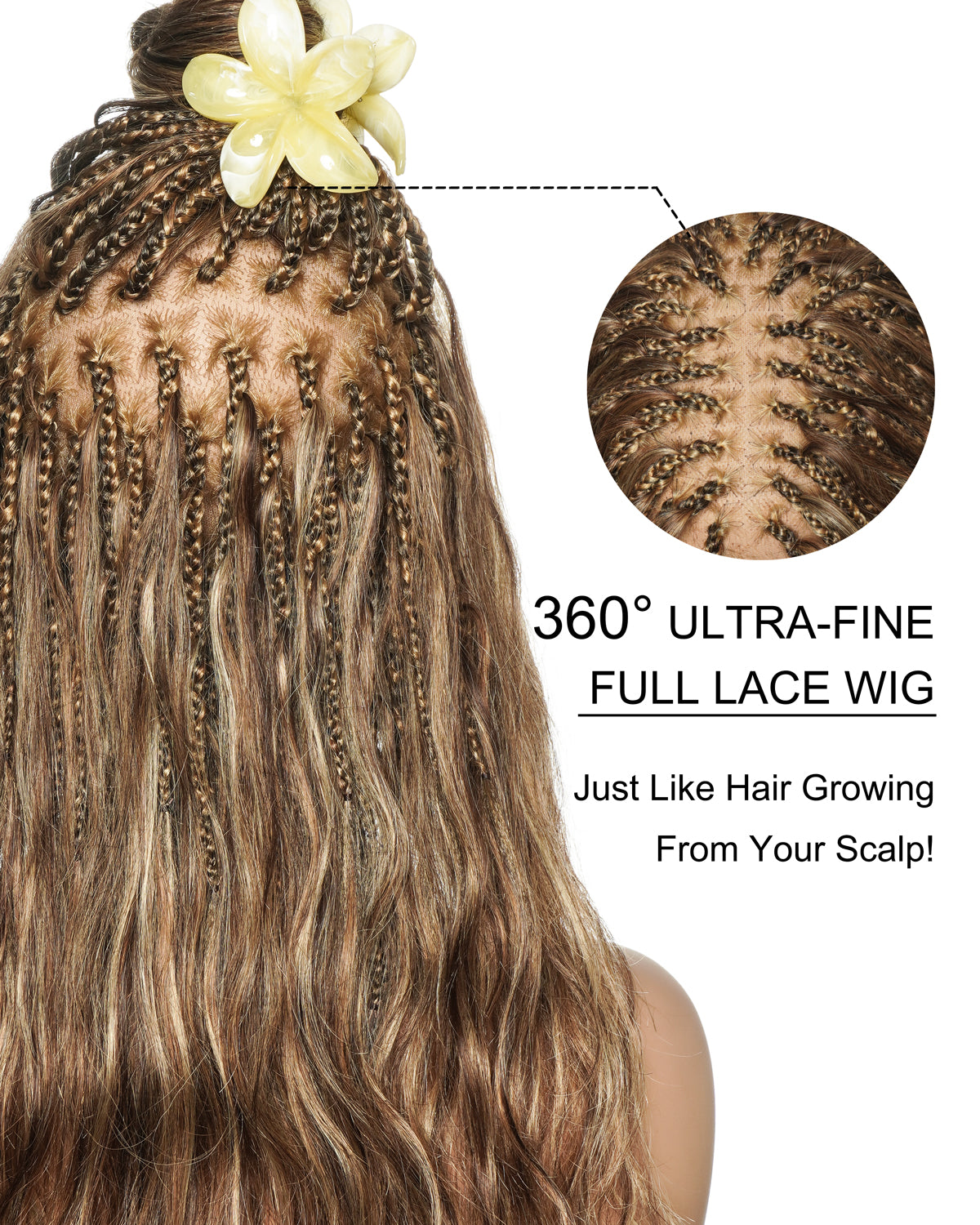 Michelle - 22" Balayage #4/30/27 Pre Bleached Swiss HD Full Lace Bora Bora Boho Box Braided Wig