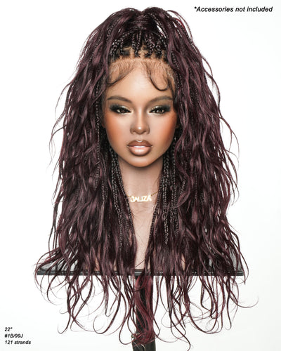 Michelle - Burgundy Bora Bora Boho Box Braided Wig