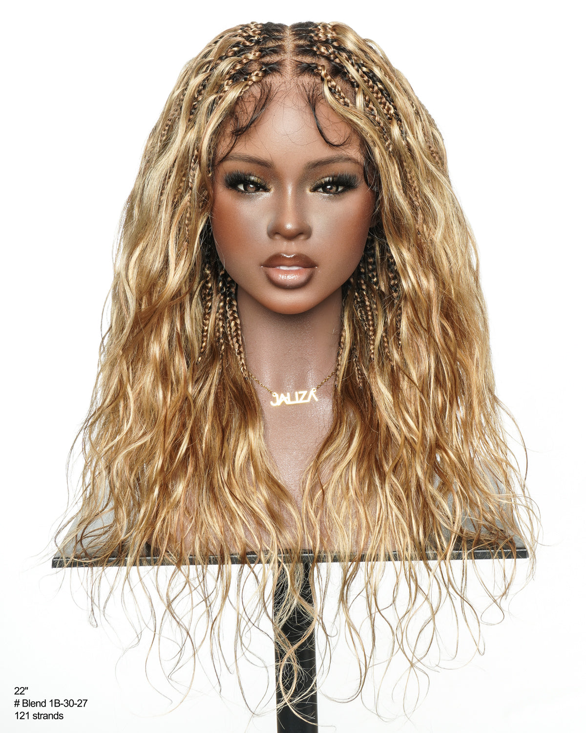 Michelle - 22" Salon-Style Balayage Blend 30/27 Glueless Boho Box Braided Wig