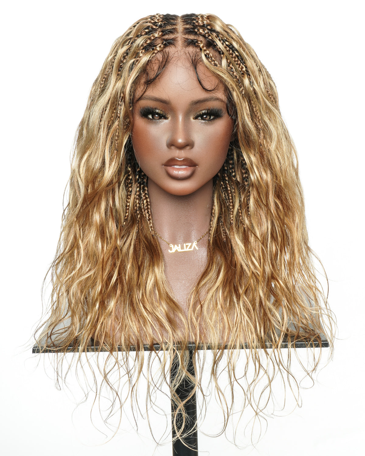 Michelle - 22" Salon-Style Balayage Blend 30/27 Glueless Boho Box Braided Wig