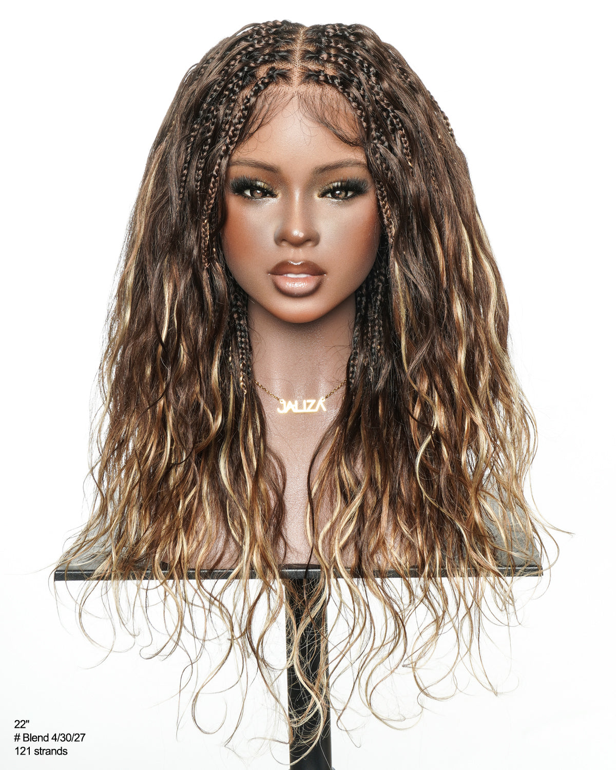 Michelle - 22" Salon-Style Balayage Blend 4/30/27 Glueless Boho Box Braided Wig