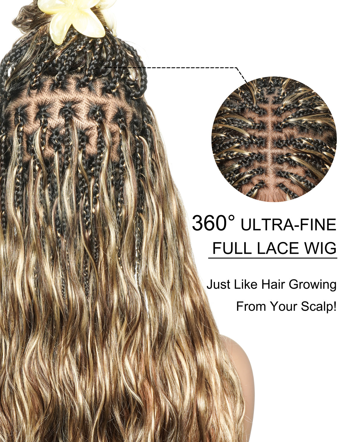 Michelle - Sun-Kissed Caramel Blend Mixed Color 4/27 Pre Bleached Body Wave Boho Braided Wig