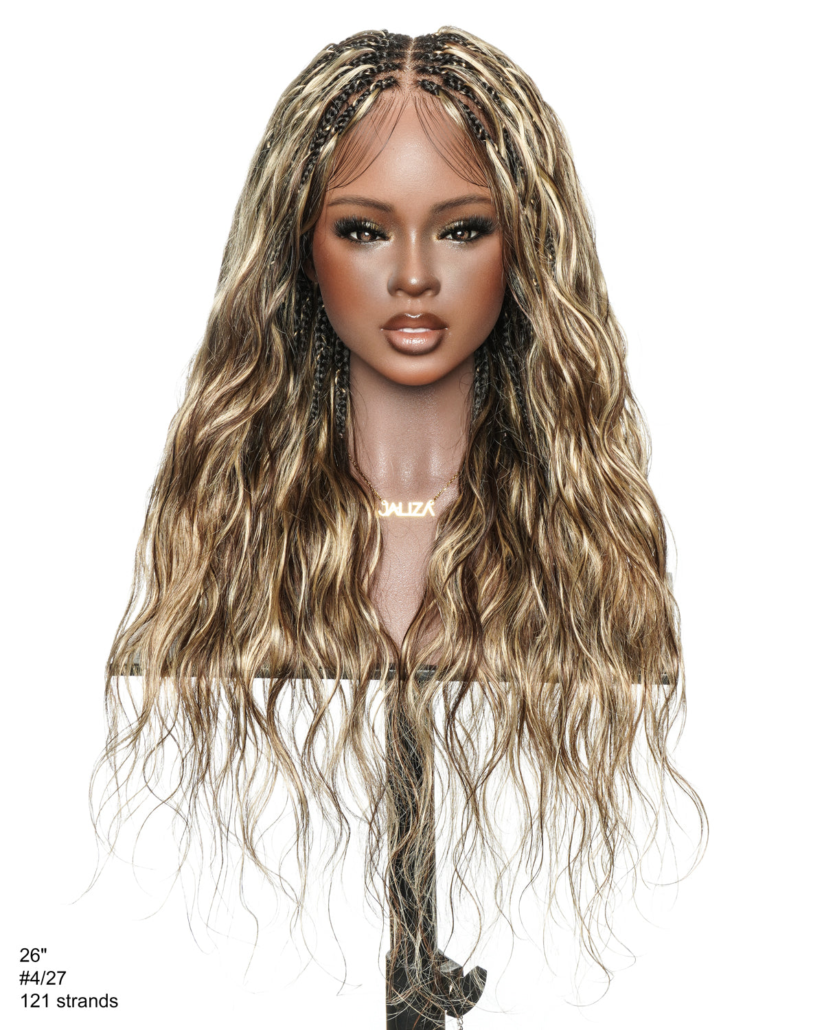 Michelle - Salon-Style Glueless Miracle Braided Wig Pre-Bleached Swiss HD Full Lace Boho Box Braids Bora Bora Human Hair Body Wave Curls