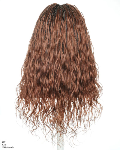 Michelle 26" Extra Full 150 Strands #33 Human Hair Boho Box Braided Wig