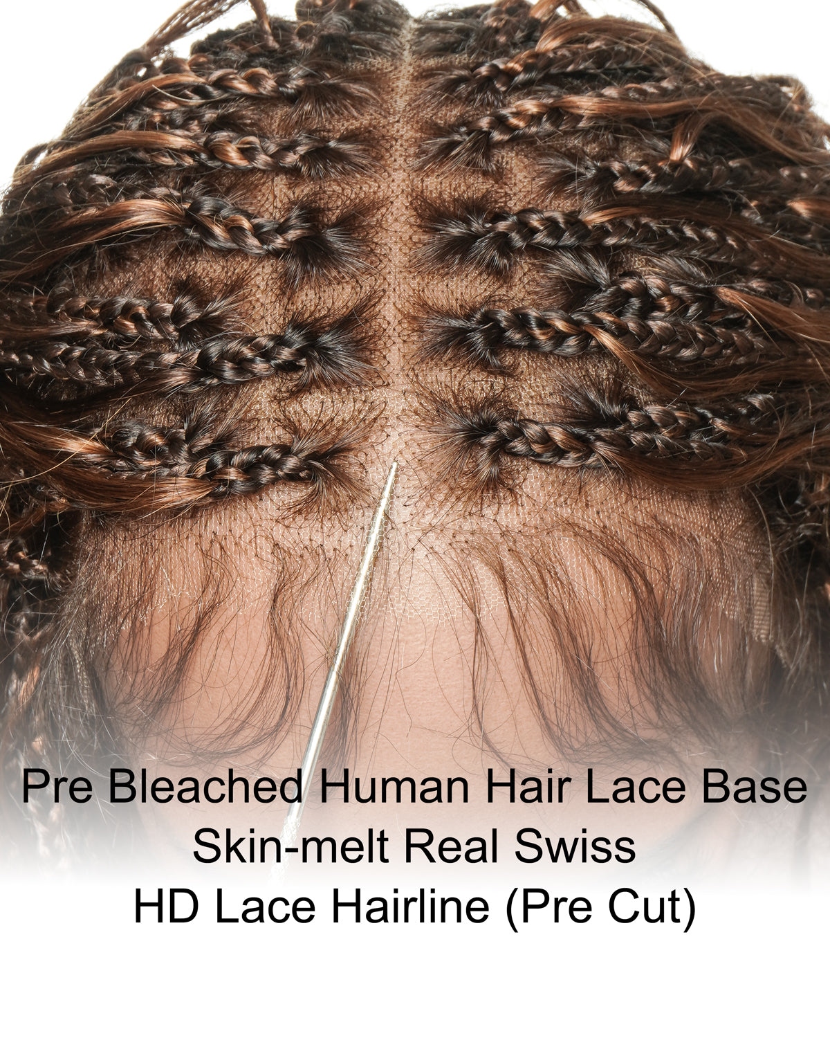 Michelle - Salon-Style Glueless Miracle Braided Wig Pre-Bleached Swiss HD Full Lace Boho Box Braids Bora Bora Human Hair Body Wave Curls