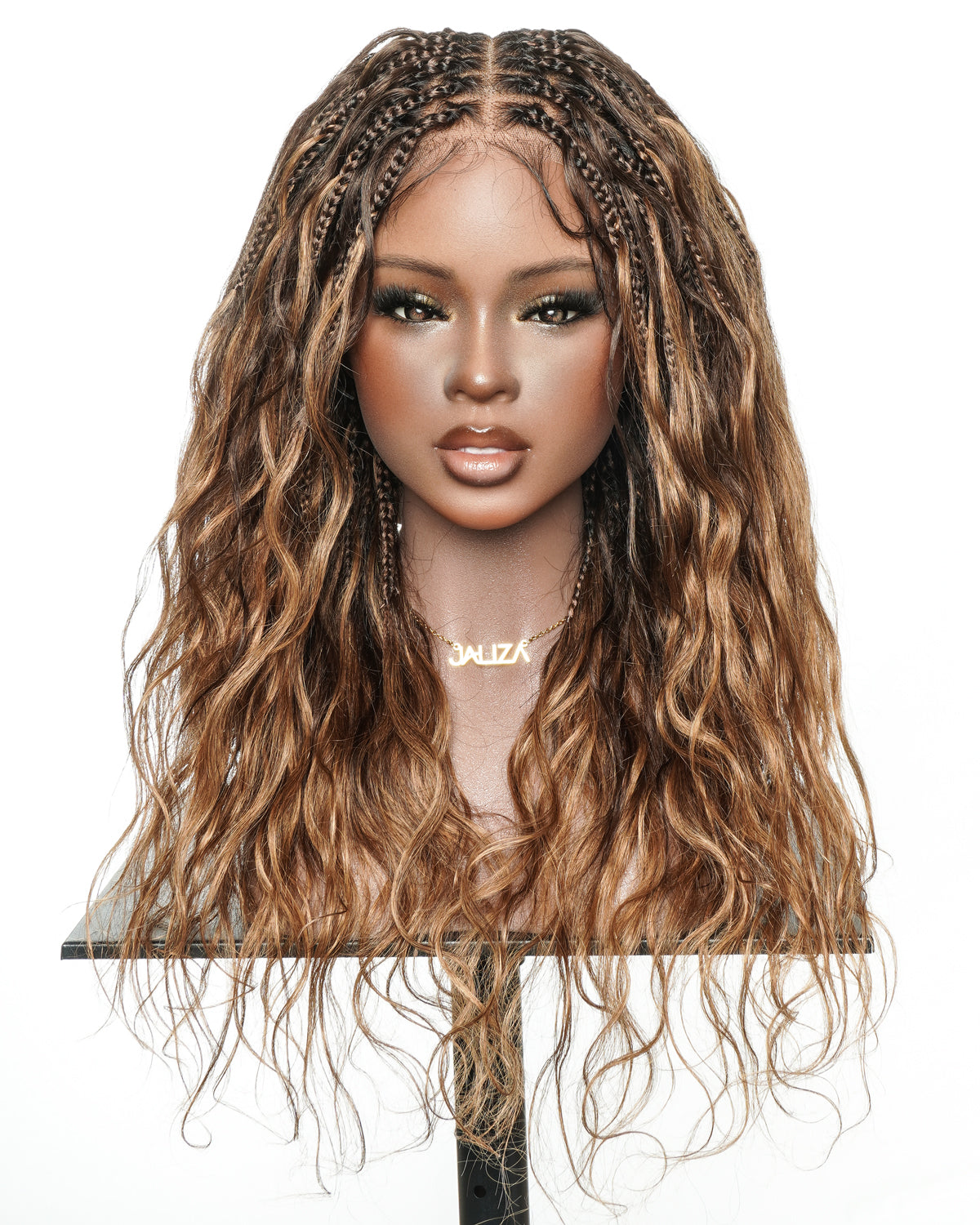 Michelle - 22" Salon-Style Balayage Ombre 1B-4-30 Glueless Boho Box Braided Wig