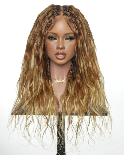 Michelle - 22" Salon-Style Balayage Ombre 30-27 Glueless Boho Box Braided Wig