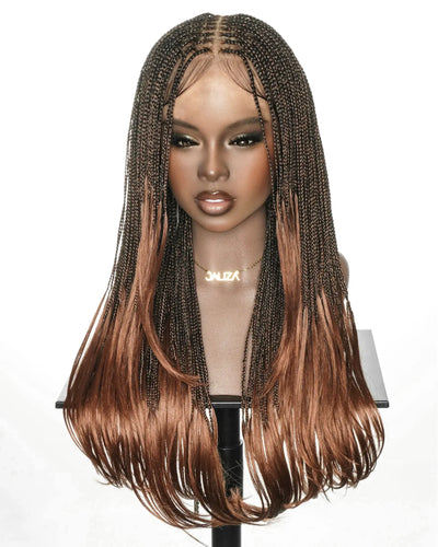 24" Micro Box 289 Strands Pre-Bleached Swiss HD Full Lace Braided Wig with Curly Ends