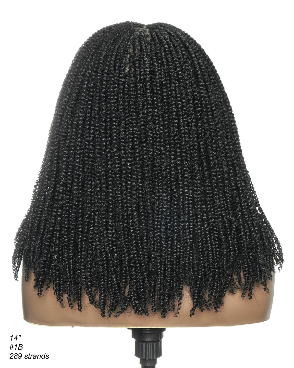 Tina - Senegalese Mini Twist Braided Wig 14" Full Hand-tied Swiss HD Lace With Curly Ends - Human Baby Hair