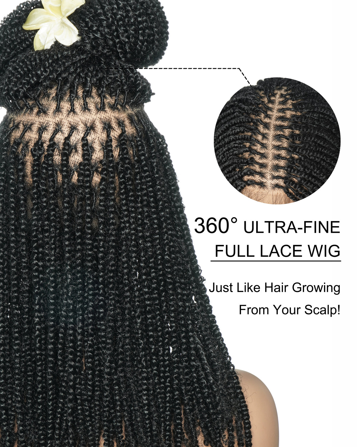 Tina - Senegalese Mini Twist Braided Wig 14" Full Hand-tied Swiss HD Lace With Curly Ends - Human Baby Hair