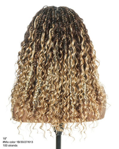 Solana - Human Hair Pre Bleached Lace Swiss HD Full Lace Blend Color 1B 4 30 27 613 Human Hair Boho Style Boho Box Braided Wig