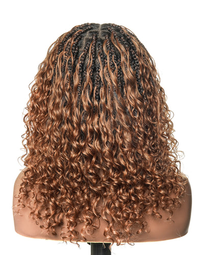 Kiki - Pre Bleached Human Hair Deep Wave Curls Pre Bleached Knotless Swiss HD Full Lace Boho Box Braided Wig