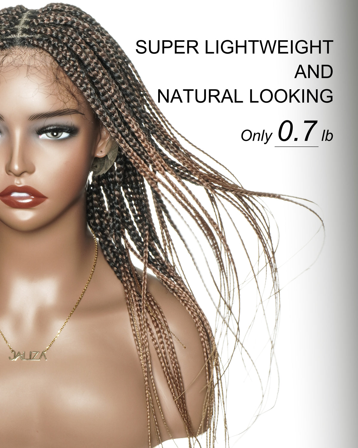 Kora - Pre Bleached Human Hair Lace Lightweight Knotless Swiss HD Lace Box Braided Wig 100 Strands