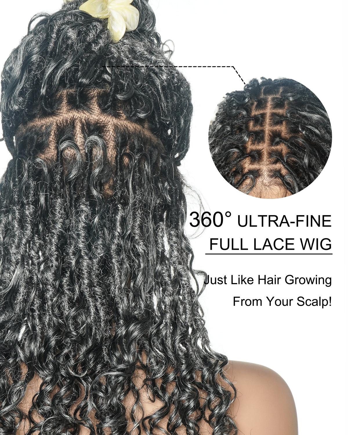 Salon-level Knotless Boho Locs Swiss HD Full Lace Human Hair Boho Curls Locs Wig