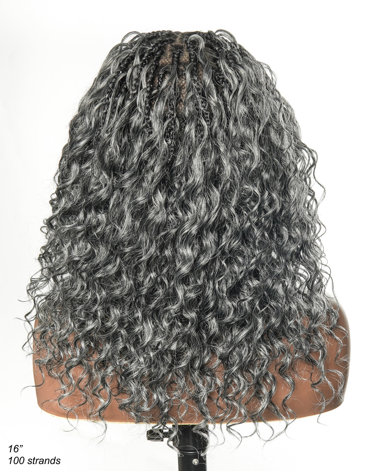 Kiki 16"- JALIZA Slip-On™ Salt & Pepper Glueless Boho Box Braided Wig