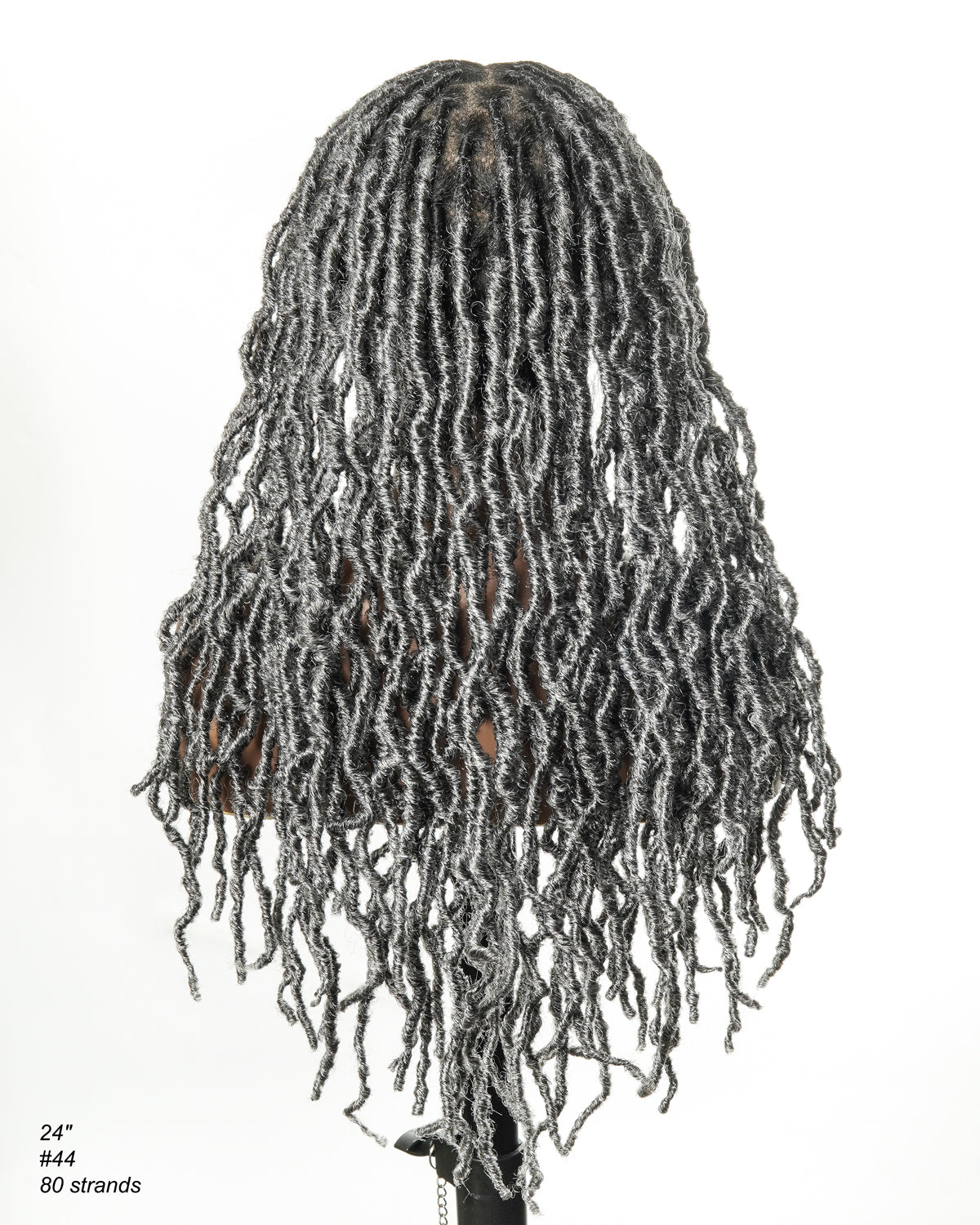 24" Salon-level Salt & Pepper Knotless Locs HD Full Lace Wig With Flat Roots