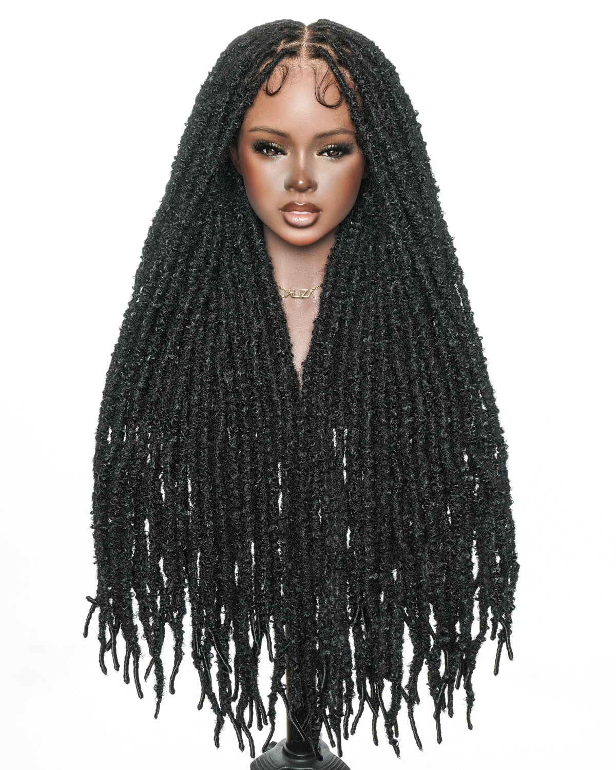 Soft And Distressed Faux Butterfly Locs Pre Bleached Swiss HD Full Lace Wig