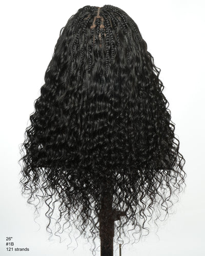Amanda - Ultra-Dense Pre Bleached Swiss HD Lace Human Hair Curls Knotless Boho Box Braided Wig