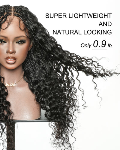 Amanda - Ultra-Dense Pre Bleached Swiss HD Lace Human Hair Curls Knotless Boho Box Braided Wig