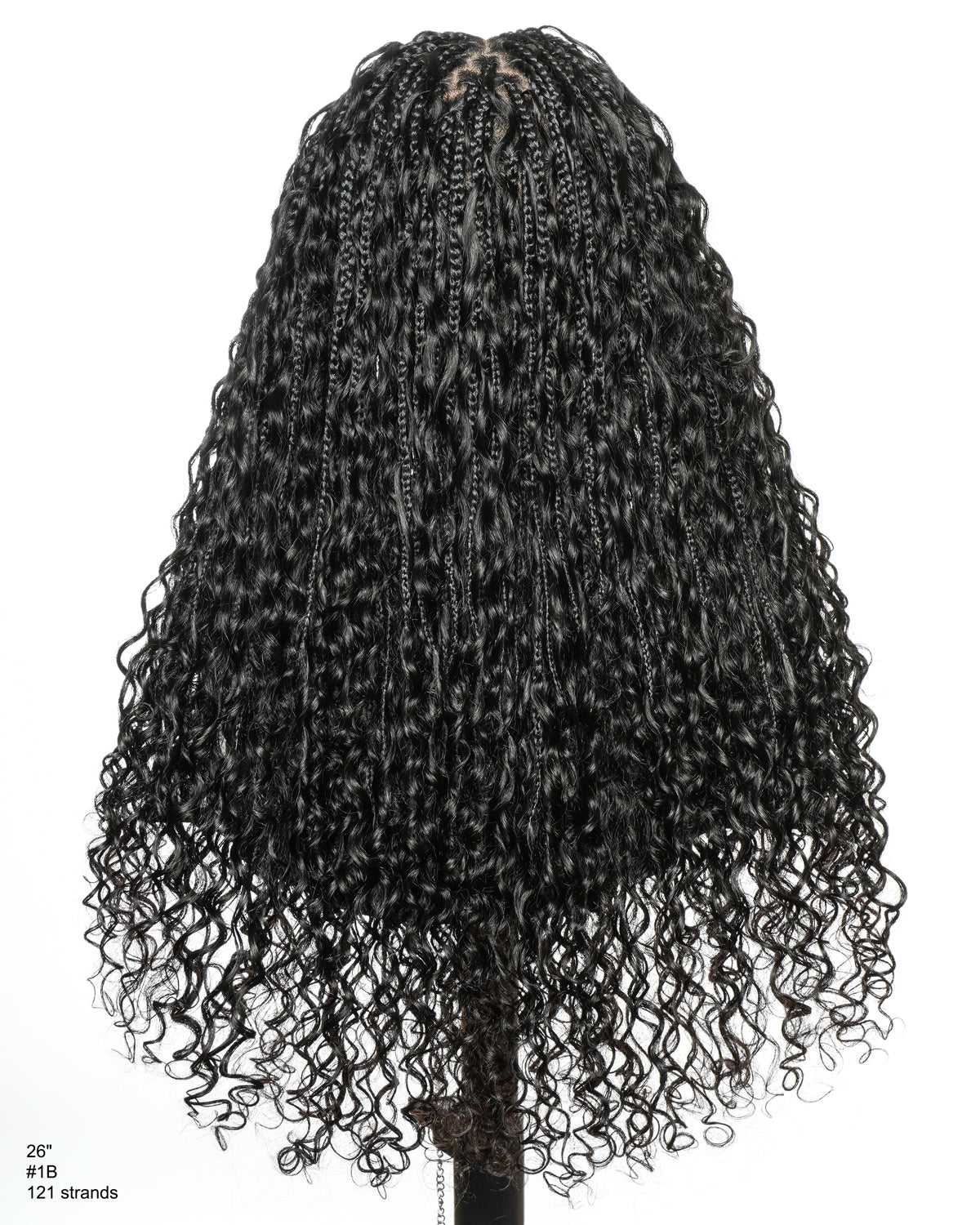 Nami - Drawstring Cap Glueless Water Wave Human Hair Curls Pre Bleached Swiss HD Full Lace Knotless Boho Box Braided Wig