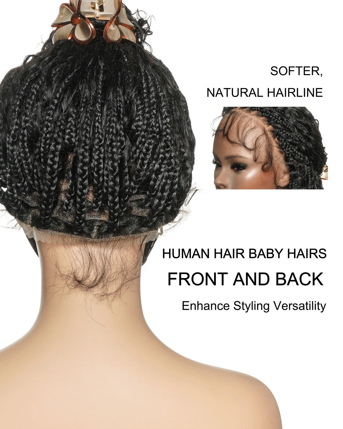 Nami - Drawstring Cap Glueless Water Wave Human Hair Curls Pre Bleached Swiss HD Full Lace Knotless Boho Box Braided Wig