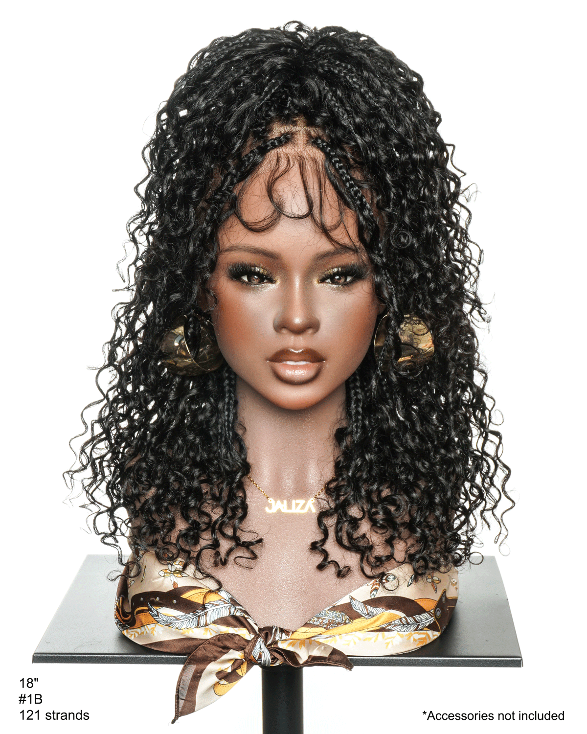 Nami - Drawstring Cap Glueless Water Wave Human Hair Curls Pre Bleached Swiss HD Full Lace Knotless Boho Box Braided Wig